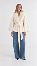 Celine Kimono-Mantel mit Fellkragen