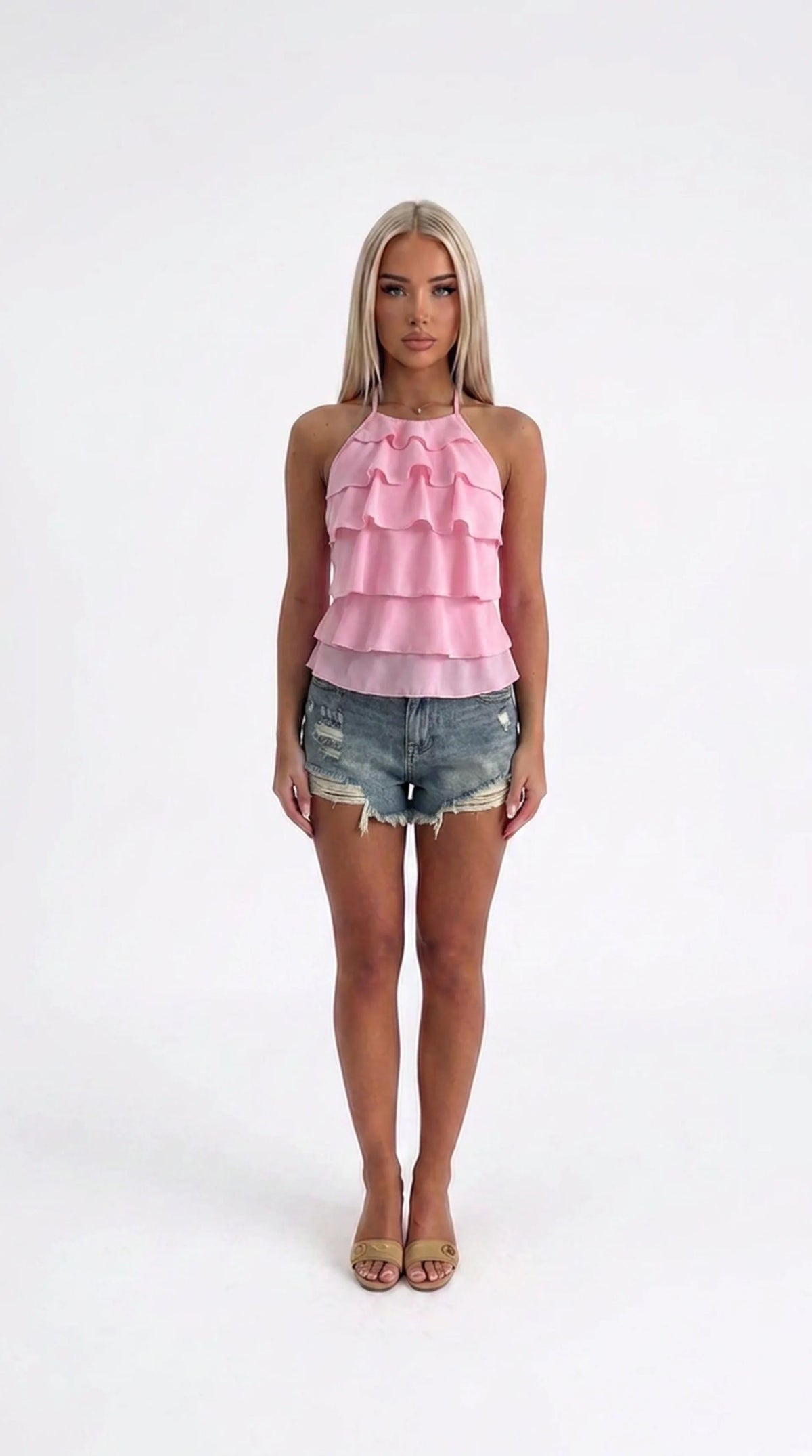 Ruffle Tiered Halter Top