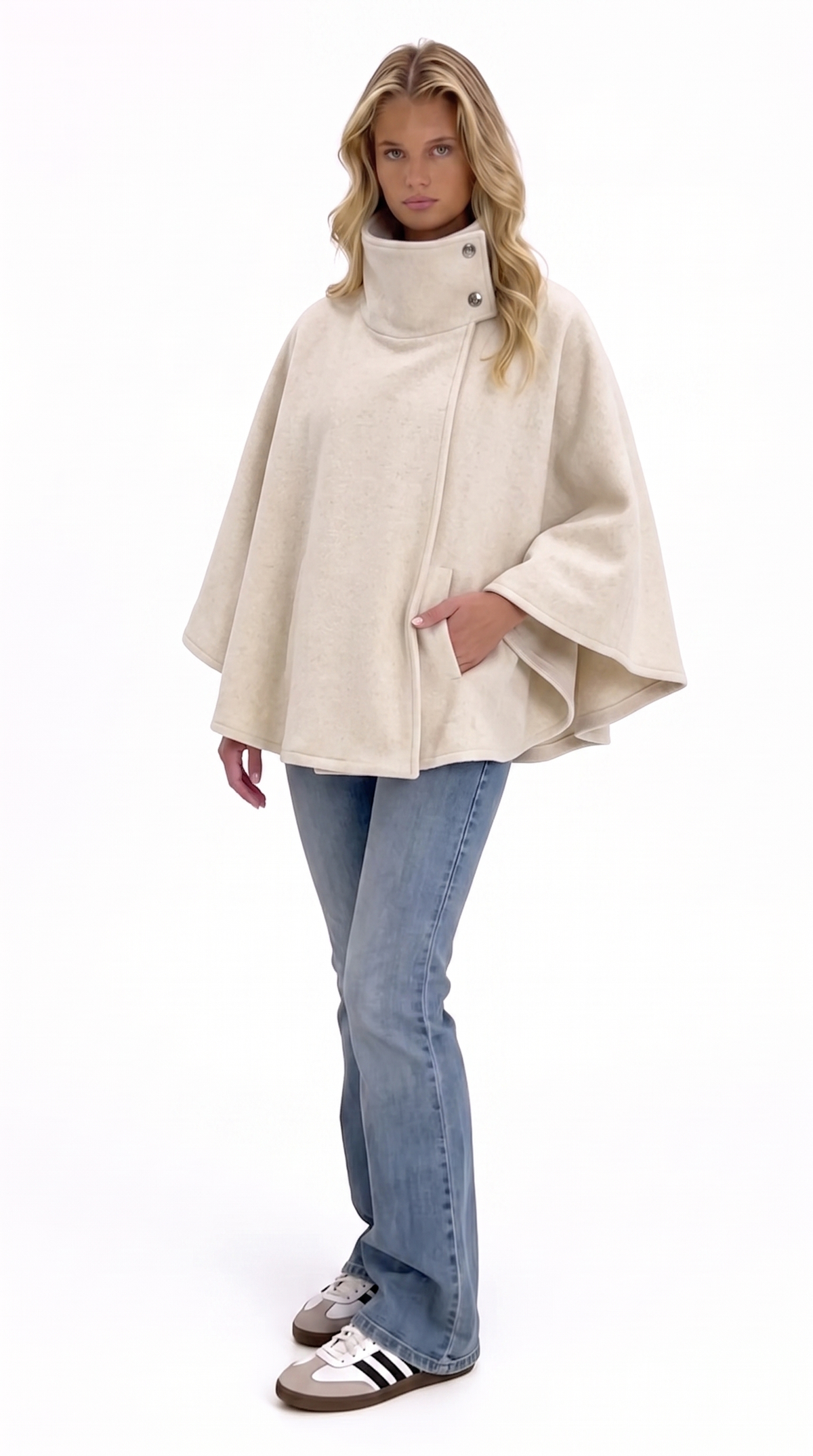 Wollcape mit Stehkragen — Off-White