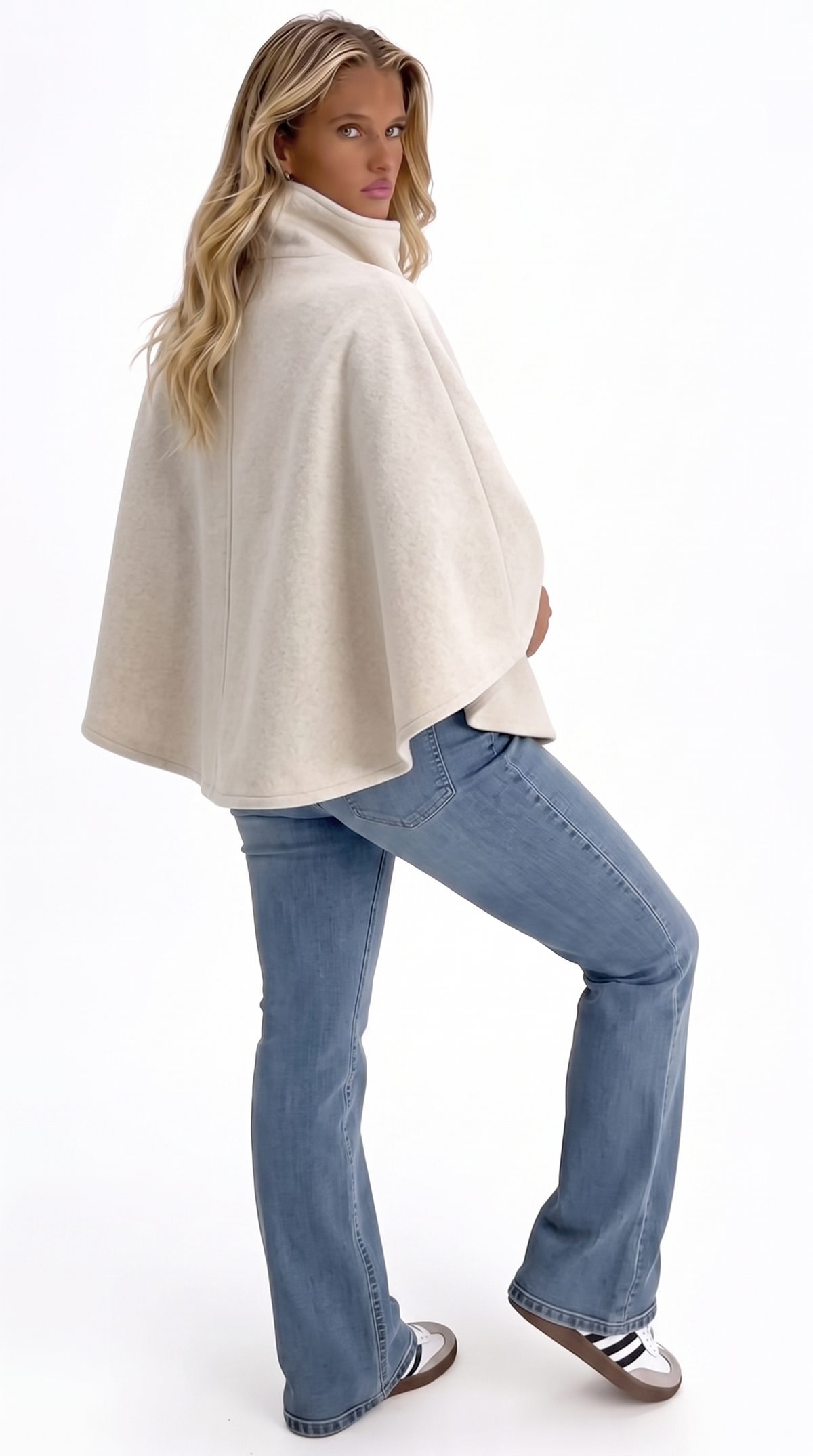 Wollcape mit Stehkragen — Off-White