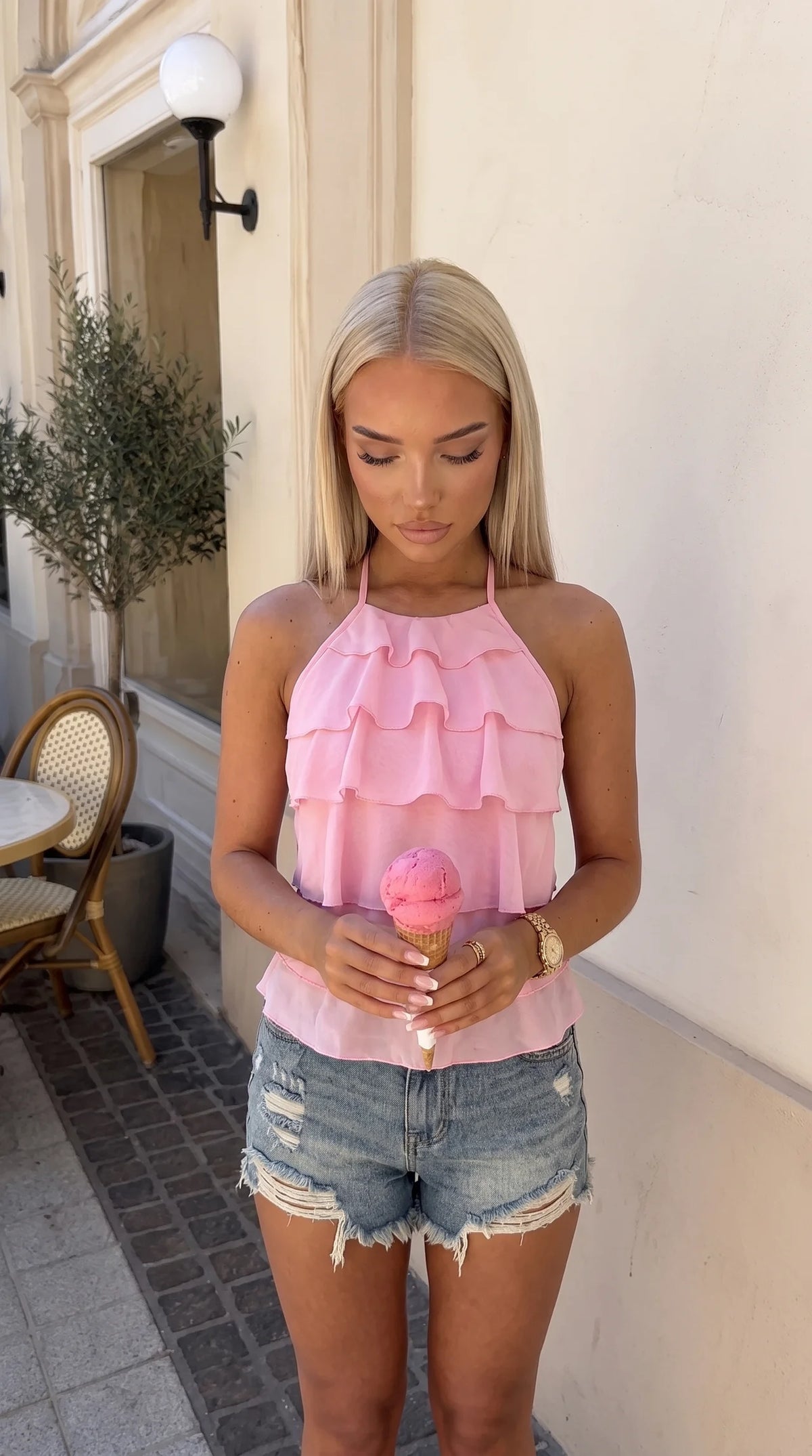 Ruffle Tiered Halter Top